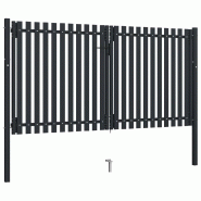 Vidaxl portail de clôture à double porte acier 306x200 cm anthracite 146353_1