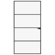 Vidaxl porte d'intérieur noir 102x201,5 cm trempé verre aluminium fin 153661_1