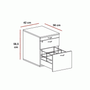 Caisson mobile 2 tiroirs  + 1 tirette plumier - QUADRIFOGLIO - Noyer Canaletto_2