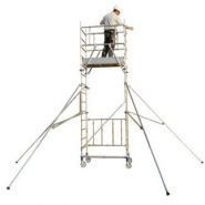 Échafaudage roulant aluminium insider 120 SX pliant - Tubesca-Comabi - Hauteur de travail max. 7,70 m, garde-corps X-UP, stabilité optimale_1