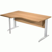 Bureau d'angle 160 x 80/100 cm compact sur pied métallique en 