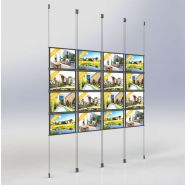 Porte-affiches lumineux LED suspendus sur câbles - Guinaudeau - Format A3 paysage - Éclairage LED longue durée_1