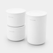 Pots de stockage Brabantia ReNew - Lot de 3 - Blanc - pour épingles à cheveux, boucles d'oreilles, cotons-tiges et plus_1