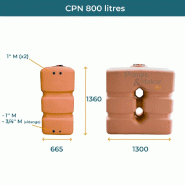 Cuve 800l Aérienne De Récupération D'eau - Réservoir Compact Terracotta - Elbi Cpn800_1