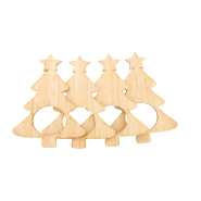 Set de 4 ronds de serviette en forme de sapin de Noël - contreplaqué de bambou - couleur naturelle_1