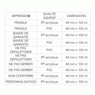 Adhésif avec impression - Identification des produits fragiles - Bande de garantie_1