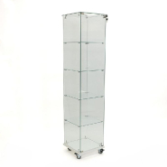 Vitrine colonne verre socle blanc et serrure L40xP40xH180cm_1