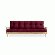 Canapé 3 places convertible Indie - Style scandinave - Futon Bordeaux - Couchage 130x190 cm - Marque Karup_1