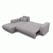 Canapé d'angle à gauche convertible ZELI gris clair - design scandinave avec coffre de rangement et coussins d'appoint_1