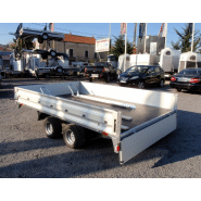 Remorque plateau HUMBAUR HN 303121 - 2 essieux, roues surbaissées, ridelles alu_1