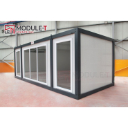 Bureau préfabriqué à baie vitrée - En PVC - 20 pieds - 6,00 x 2,40 x 2,60 m - Porte en acier galvanisé_1