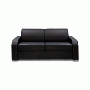 Canapé convertible express Sofia Edition 120 cm - Cuir noir Cayenne - Matelas 16 cm haute résilience_1