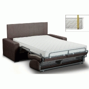 Canapé lit CanapExpress - Lattes 160 cm - Matelas Memory 22 cm - Tête de lit intégrée - Velours marron - 4 places convertible_1