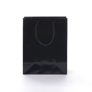 Sac Luxe pelliculé noir 18x10x23cm - poignées cordelières assorties - par 12_1