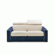 Canapé convertible express Canberra 140 cm - Matelas 16 cm bicolore microfibre ivoire et bleu cobalt - Fabrication italienne_1