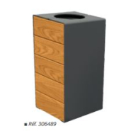 Corbeille publique 120 litres - KUB avec porte frontale et options de couvercle en acier ou bois_1