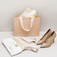 Sac luxe rose poudré mat poignées ruban blanc naturel 36x12x28cm - par 12_1