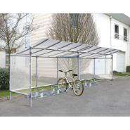 Abri vélos et motos Eco - Aluminium anodisé, couverture polycarbonate translucide - Ref : 529260_1