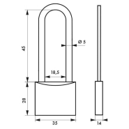 Cadenas à clé Mach 2 - 35 mm anse haute - laiton monobloc, résistant à la corrosion - Thirard_1