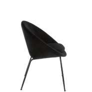 Chaise TROE ronde - Noir - Design rétro avec accoudoirs - Structure métal - Assise tissu et mousse_1