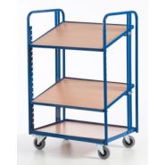 Chariot porte-bacs Kalidesk - 200 kg - Plateaux bois inclinables - CC001-0462_1