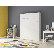 Armoire lit escamotable Genius blanc mat - ouverture assistée - couchage 160x200 - ultra plate pour gain de place_1