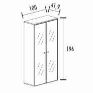 Armoire portes battantes en verre, cadre alu avec serrure - 4 étagères - hauteur 196 cm So Madrid_1