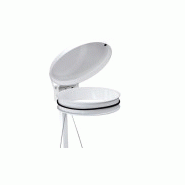 Chariot porte sac mobile 110l avec pedale metal couvercle blanc_1