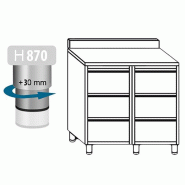 Meuble inox adossé 6 tiroirs profondeur 700 x 1000 mm_1