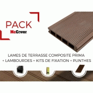 Pack 1 m² Lame de Terrasse Composite Prima - 3 Coloris - Brun Rouge - 2200mm - Épaisseur 19mm - Largeur 12cm - Surface 1m²_1