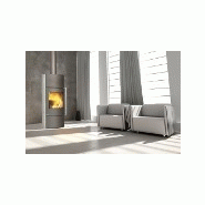 Poêles à bois - Fonte Flamme Ilam Gris avec accumulateur - puissance nominale 7kW - options pierre ollaire et porte de bûcher_1