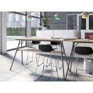 Table haute SIGNAL - Style industriel - Deskissimo - Plateau bois mélaminé - 4 à 6 personnes_1