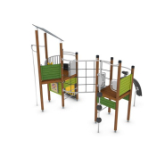 Structure multi-jeux 5 à 12 ans - Uniplay Abbax 8048383 - Poteaux et panneaux bois - Hags_1