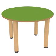 Table dinette - Plateau MDF mélaminé 600mm - Piètement hêtre massif - 12 décors au choix - Réf. JI.TD