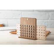 Calendrier perpétuel de bureau en bouleau et noyer contreplaqué - couleur naturelle_1