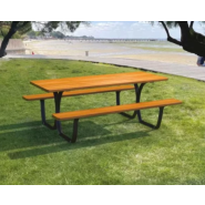 Table de pique-nique SEVILLE - Standard et PMR - Structure en fonte d’acier - Lames de bois exotique - Dimensions 2000x1310x716 mm_1
