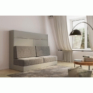 Armoire lit escamotable VERTIGO SOFA gris - canapé 4 coussins - couchage 160x200 cm_1