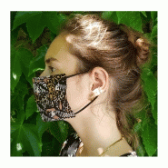 Masque lavable en coton imprimé safari - doublé coton beige - Made in France - 9x18 cm_1