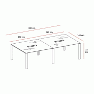 Table de réunion en verre X7 - Officity - Chromé, Blanc, 320_1