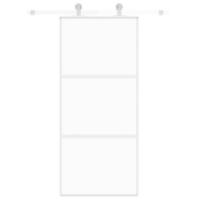 Vidaxl porte coulissante blanc 90x205 cm verre trempé aluminium 155205_1