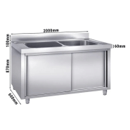 Plonge batterie 200x60cm sur meuble 2 cuves_1