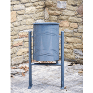 Poubelle publique circulaire PA600M - acier perforé avec traitement Ferrus anticorrosion_1