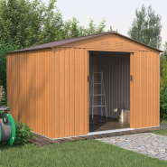 Abri de jardin en métal imitation bois - 7,06 m² - Double porte coulissante - OOGarden Réf. : KJN-02749_1