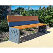 Banc public bois et acier Venise - 3 lames de bois - réf : 209416.Gpro.Chec_1
