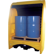 Box de rétention en polyéthylène pour 2 fûts de 220 L - stockage de liquides corrosifs - BECO-BOX2F250_1