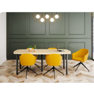 Table de réunion TONNEAU - plateau mélaminé double face - piétement rond ou métallique tulipe_1