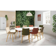 Table de réunion personnalisable Tonneau - ovale ou ronde avec piètements design et grand choix de coloris_1