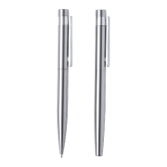 Parure de stylos en acier inoxydable recyclé - Stylo à bille et roller avec encre bleue - Livrée dans une boîte en papier kraft_1