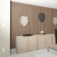 Armoire basse à portes battantes - Mobel Linea - 100, Gris aluminium, Acacia clair_2