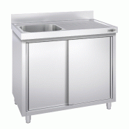 Plonge inox 1 bac et égouttoir sur placard - P 600 mm - 1000 mm bac à gauche_1